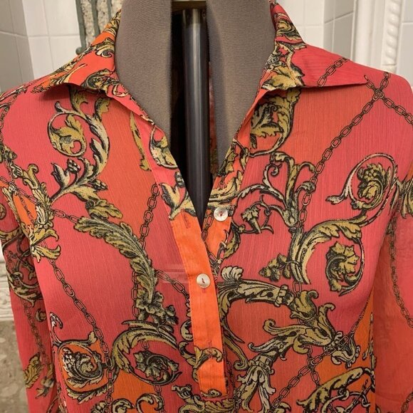 New Directions. Size Medium. Semi Sheer Relaxed Fit Pullover Shirt. B56 - Picture 2 of 5